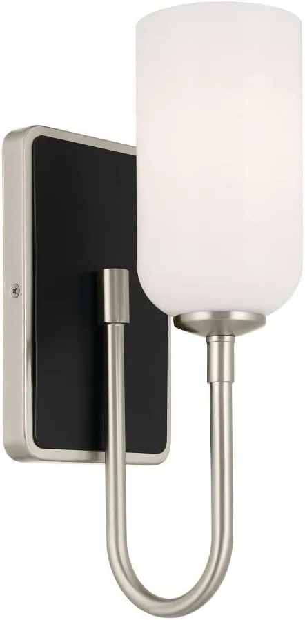 Kichler Solia 13.5 Inch 1 Light Wall Sconce with Opal Glass in Brushed Nickel with Black