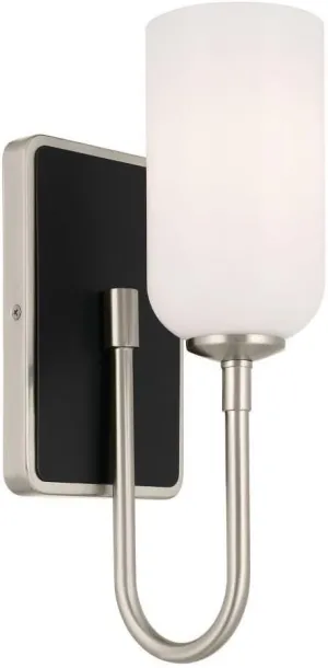 Kichler Solia 13.5 Inch 1 Light Wall Sconce with Opal Glass in Brushed Nickel with Black