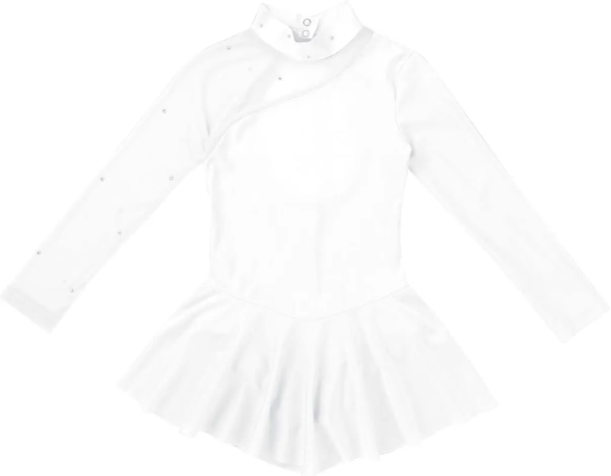 Kids Girls Figure Ice Skating Dress Mock Turtleneck Sparkly Ballet Dance Gymnastic Leotard Costumes
