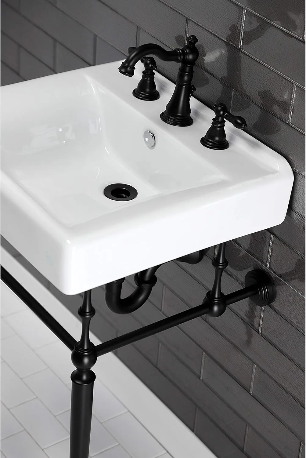 Kingston Brass FSC1970ACL American Classic Widespread Bathroom Faucet, 8 x 5.19 x 6, Matte Black