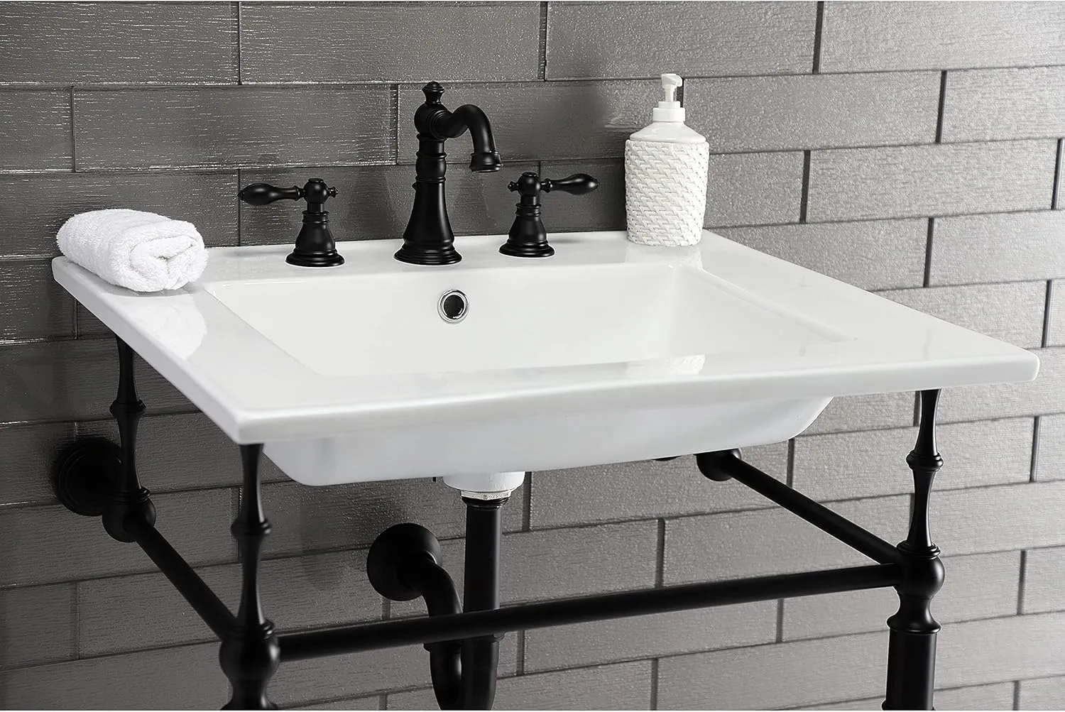 Kingston Brass FSC1970ACL American Classic Widespread Bathroom Faucet, 8 x 5.19 x 6, Matte Black