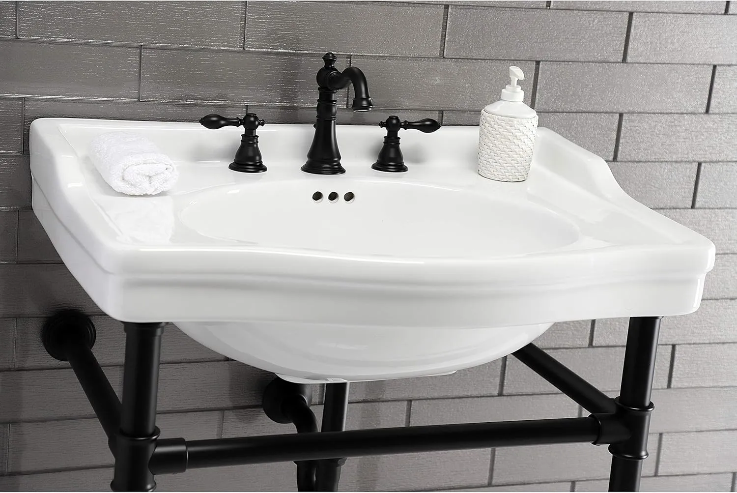 Kingston Brass FSC1970ACL American Classic Widespread Bathroom Faucet, 8 x 5.19 x 6, Matte Black