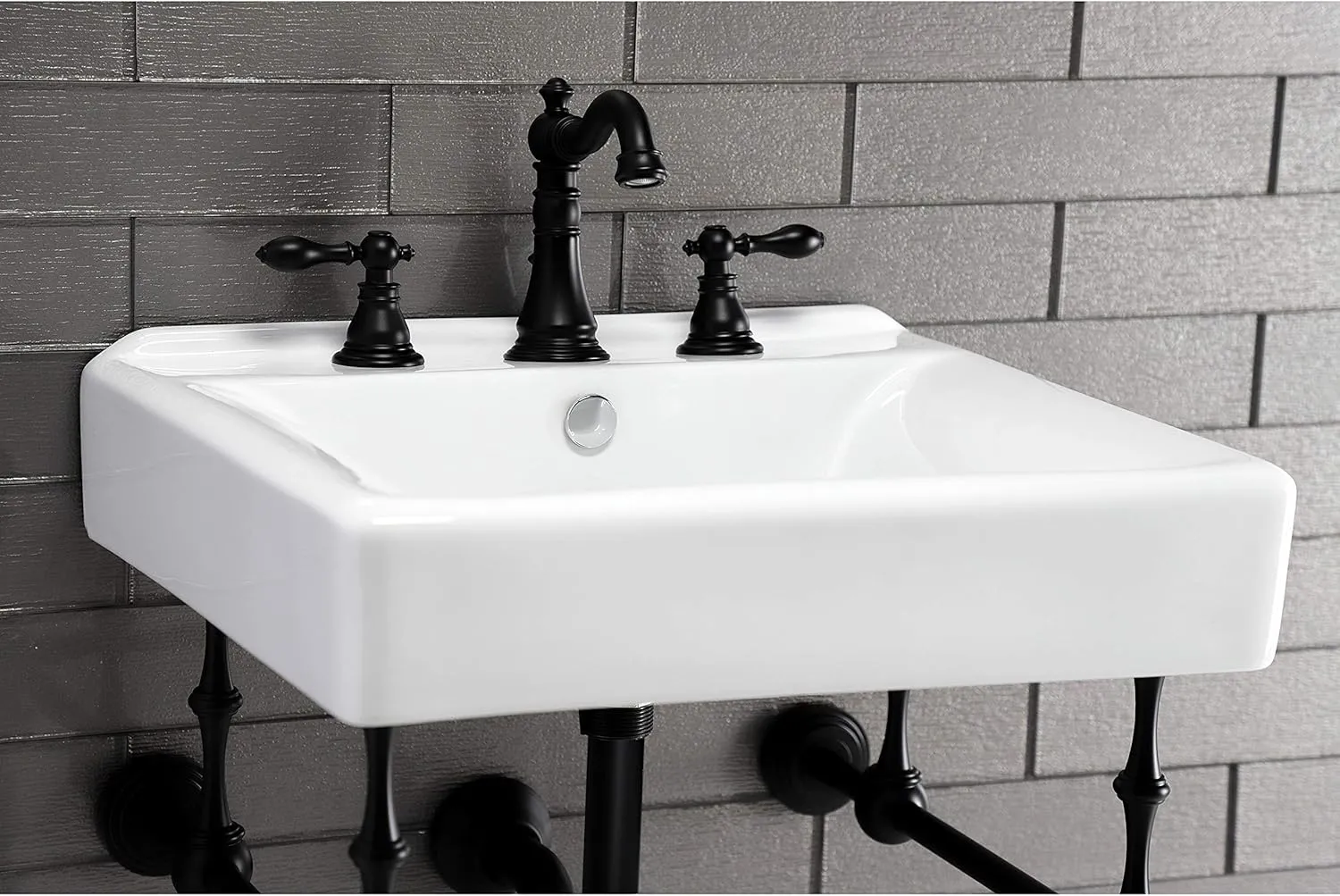 Kingston Brass FSC1970ACL American Classic Widespread Bathroom Faucet, 8 x 5.19 x 6, Matte Black