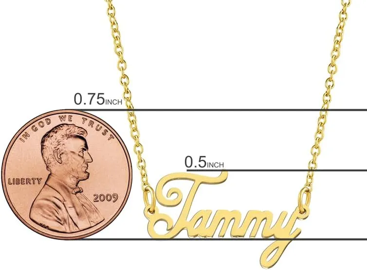 KISPER 18K Gold Plated Stainless Steel Personalized Name Pendant Necklace