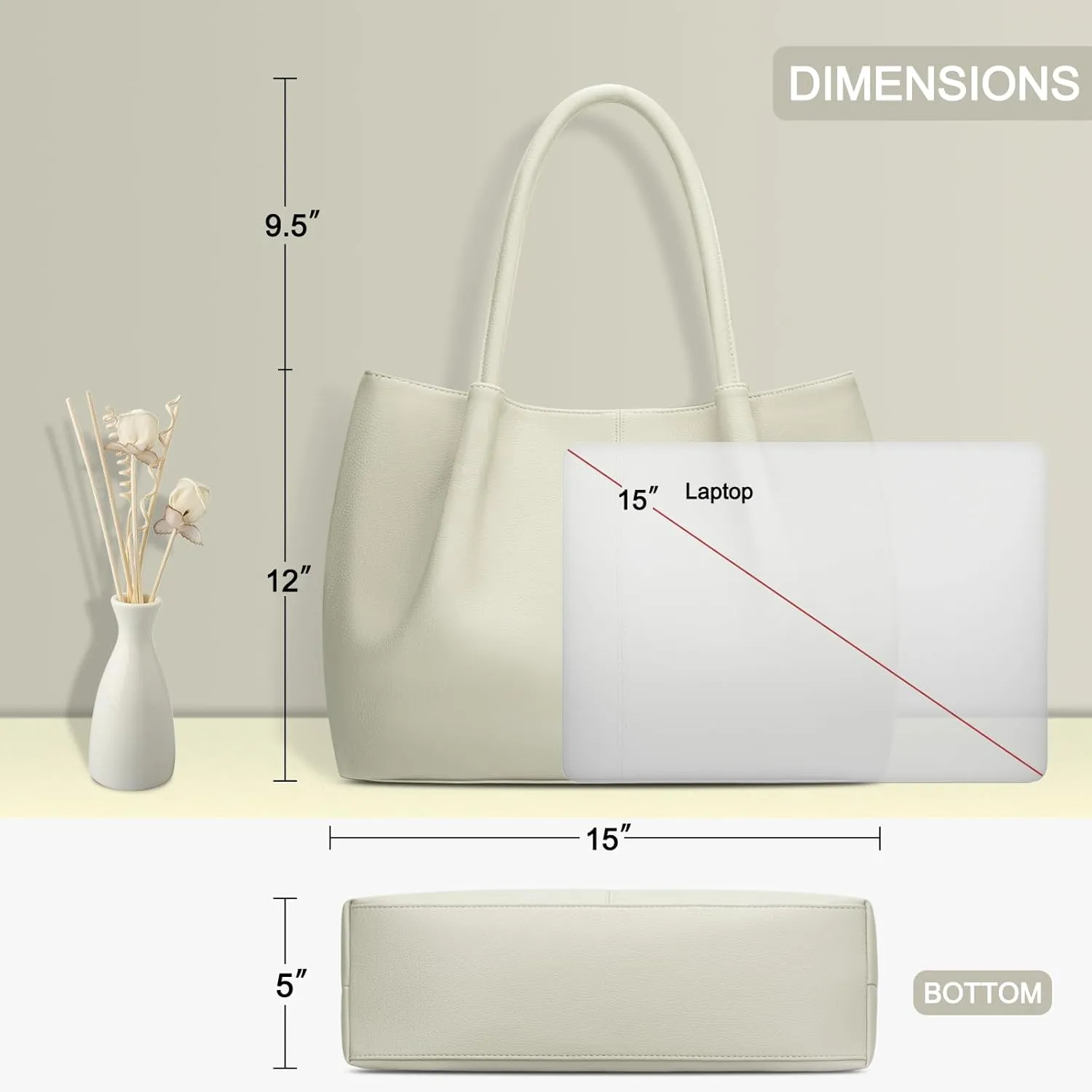 KKXIU Tote Bag for Women Vegan Leather Shoulder Purse Large Capacity Travel Bag