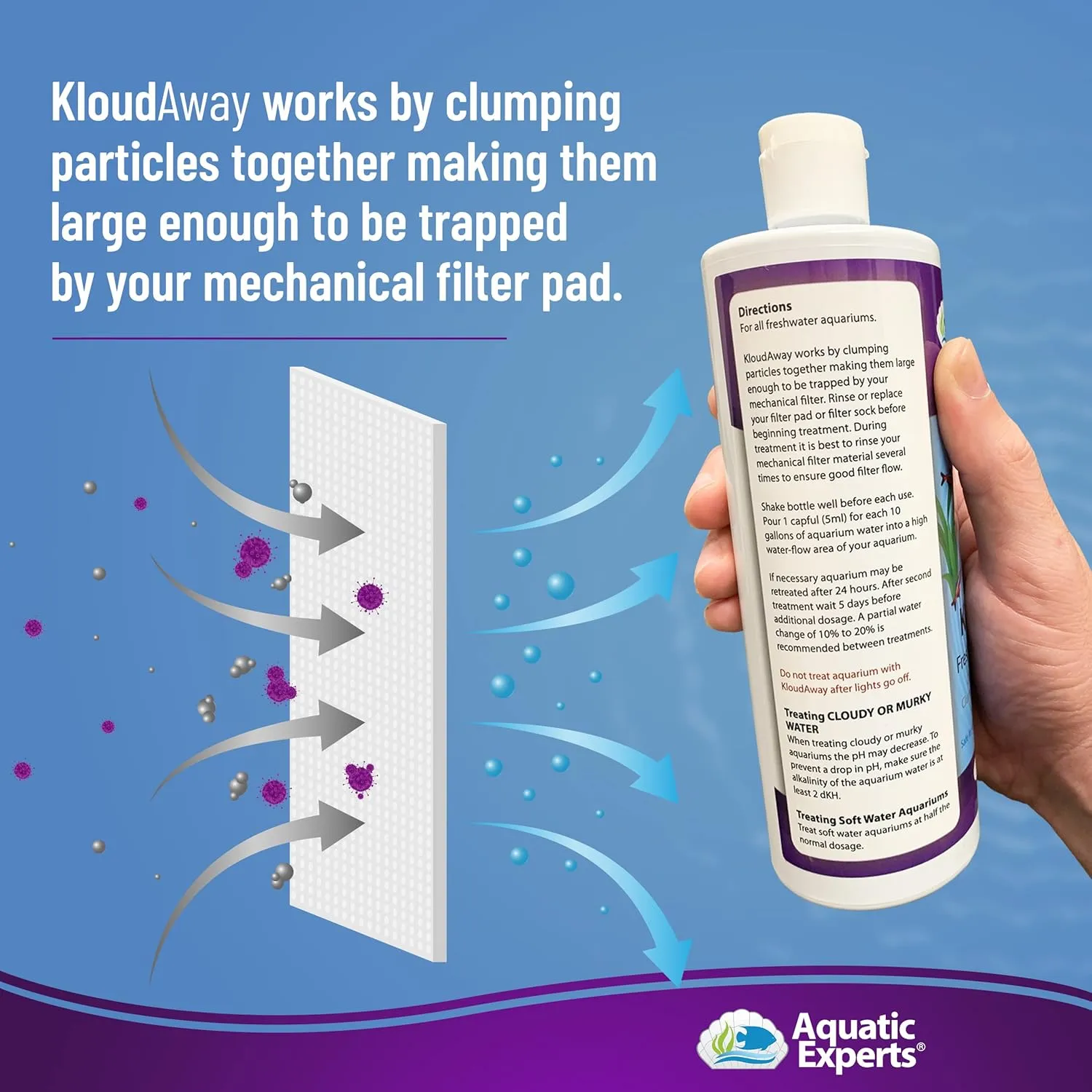 KloudAway Freshwater Aquarium Water Clarifier - Clears Cloudy Water, Water Clarifier for Fish Tank, Made in USA, Aquatic Experts (250 ml)