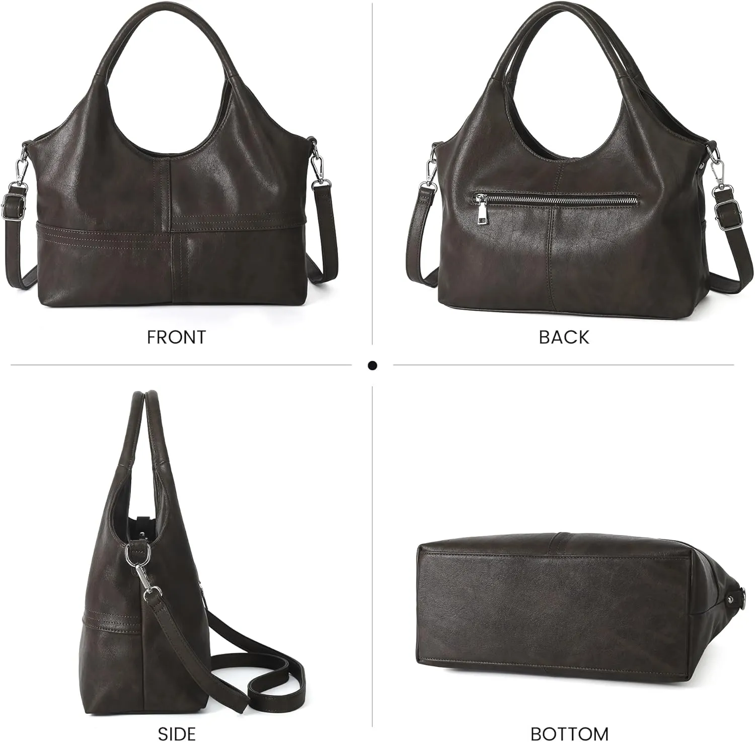 KOGTLA Vegan Leather Purses for Women with Detachable Satchel Strap, Ladies Handbags, Tote Hobo Bags with Top Handle