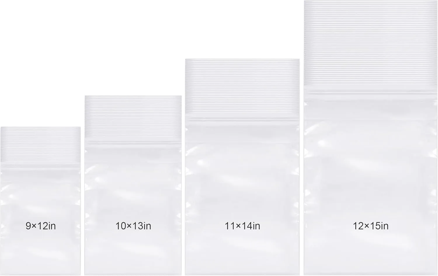 Kosiz 600 Pcs Clear Cellophane Bag Plastic Poly Shirt Bag Bulk Resealable Clothes Packing Adhesive Self Sealing Packages for Business Shipping(9''x12'', 10''x13'', 11''x14", 12''x15")