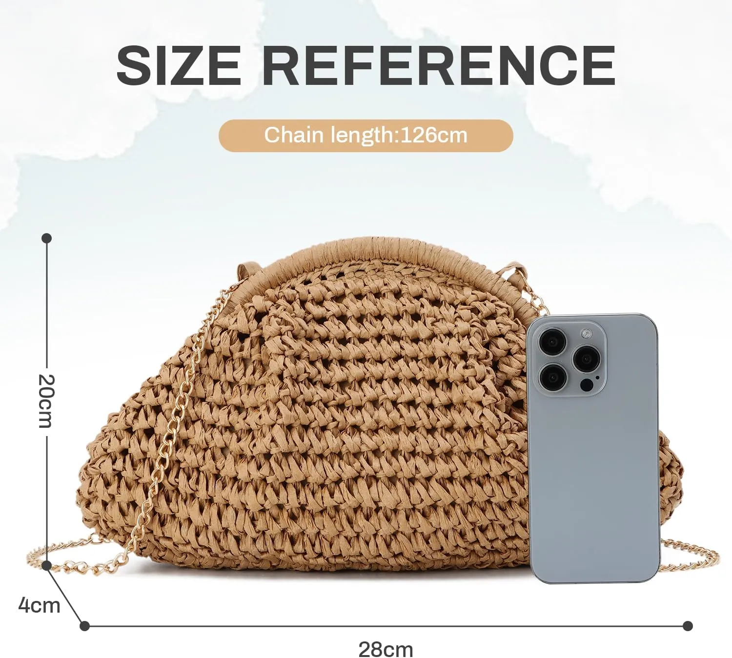 KUANG! Clutch Handbag for Women Woven Straw Dumpling Bag Summer Beach Clutch Crossbody Purses