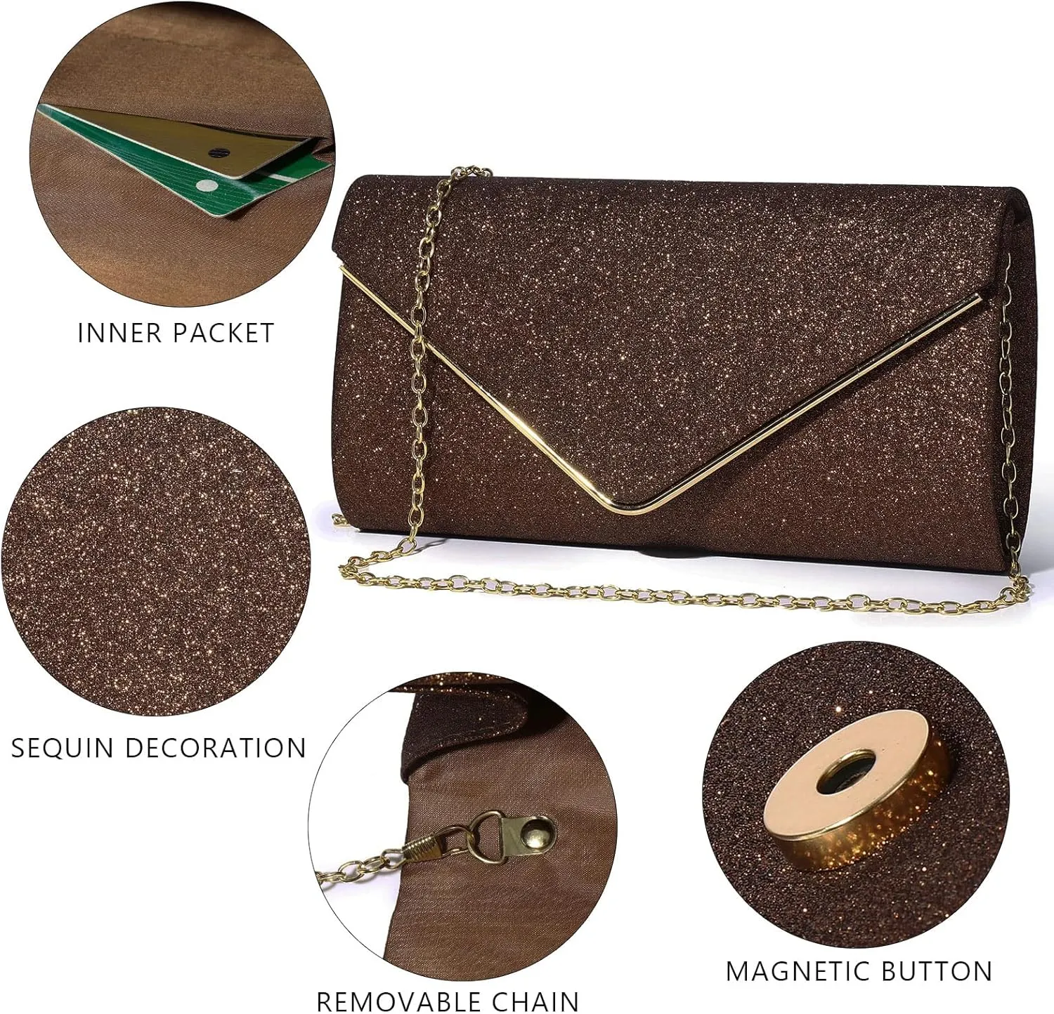 Labair Shining Envelope Clutch Purses for Women Evening Purses and Clutches For Wedding Party.