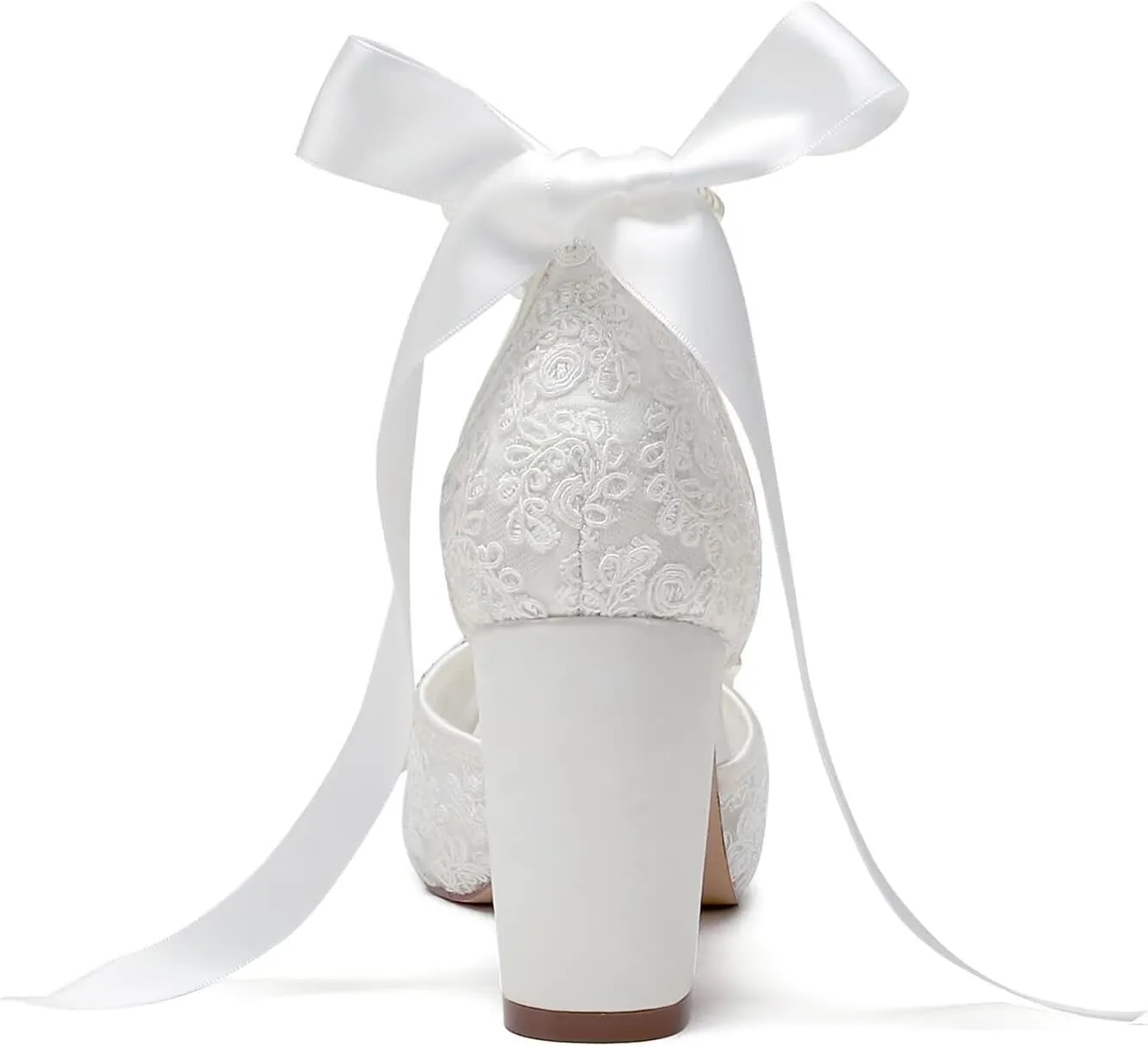 Lace Pearl Wedding Shoes for Bride High Heel Bridal Shoes Peep Toe Platform Wedding Heels
