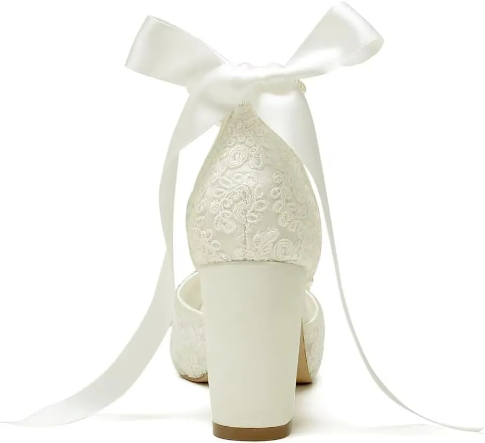 Lace Pearl Wedding Shoes for Bride High Heel Bridal Shoes Peep Toe Platform Wedding Heels
