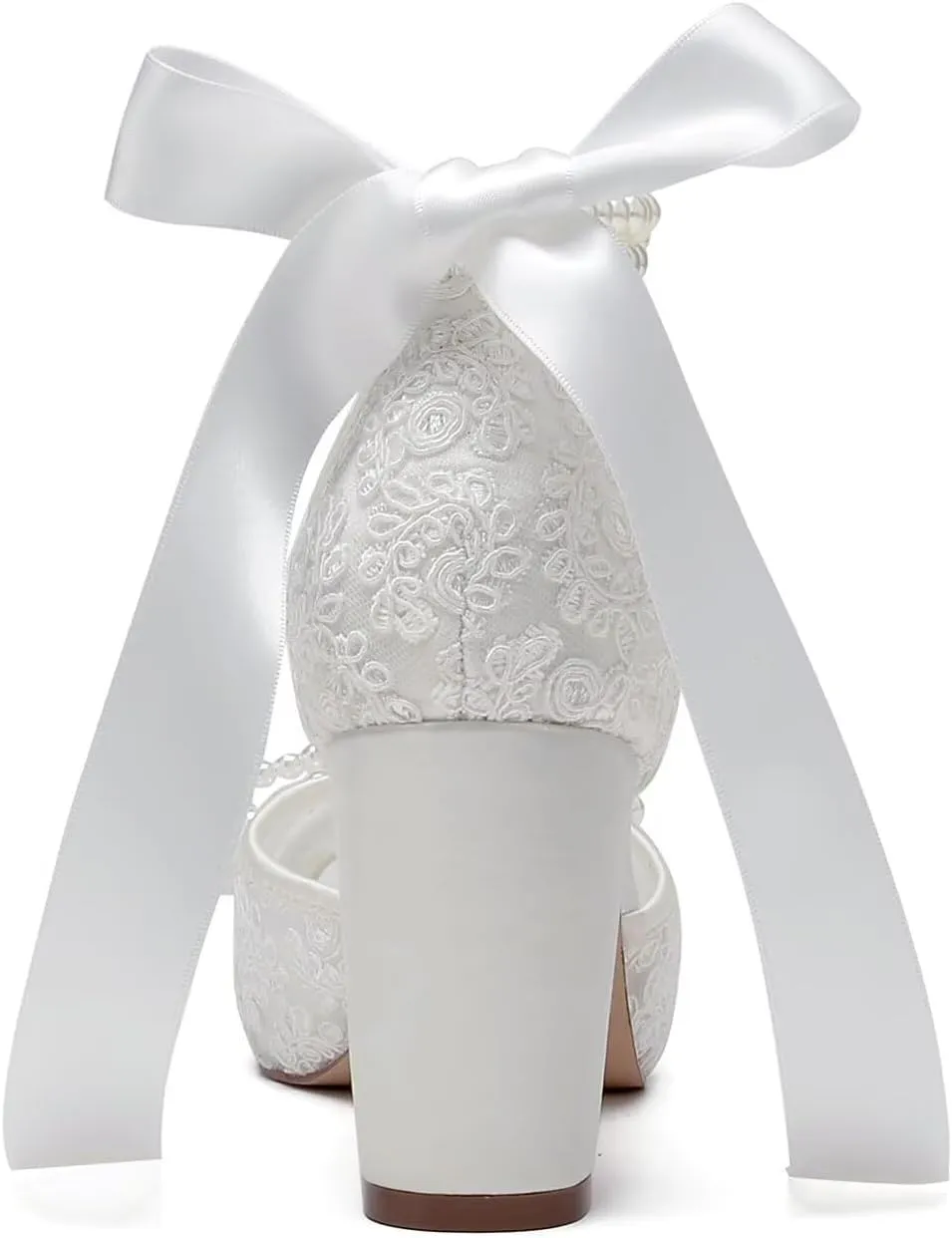 Lace Pearl Wedding Shoes for Bride High Heel Bridal Shoes Peep Toe Platform Wedding Heels