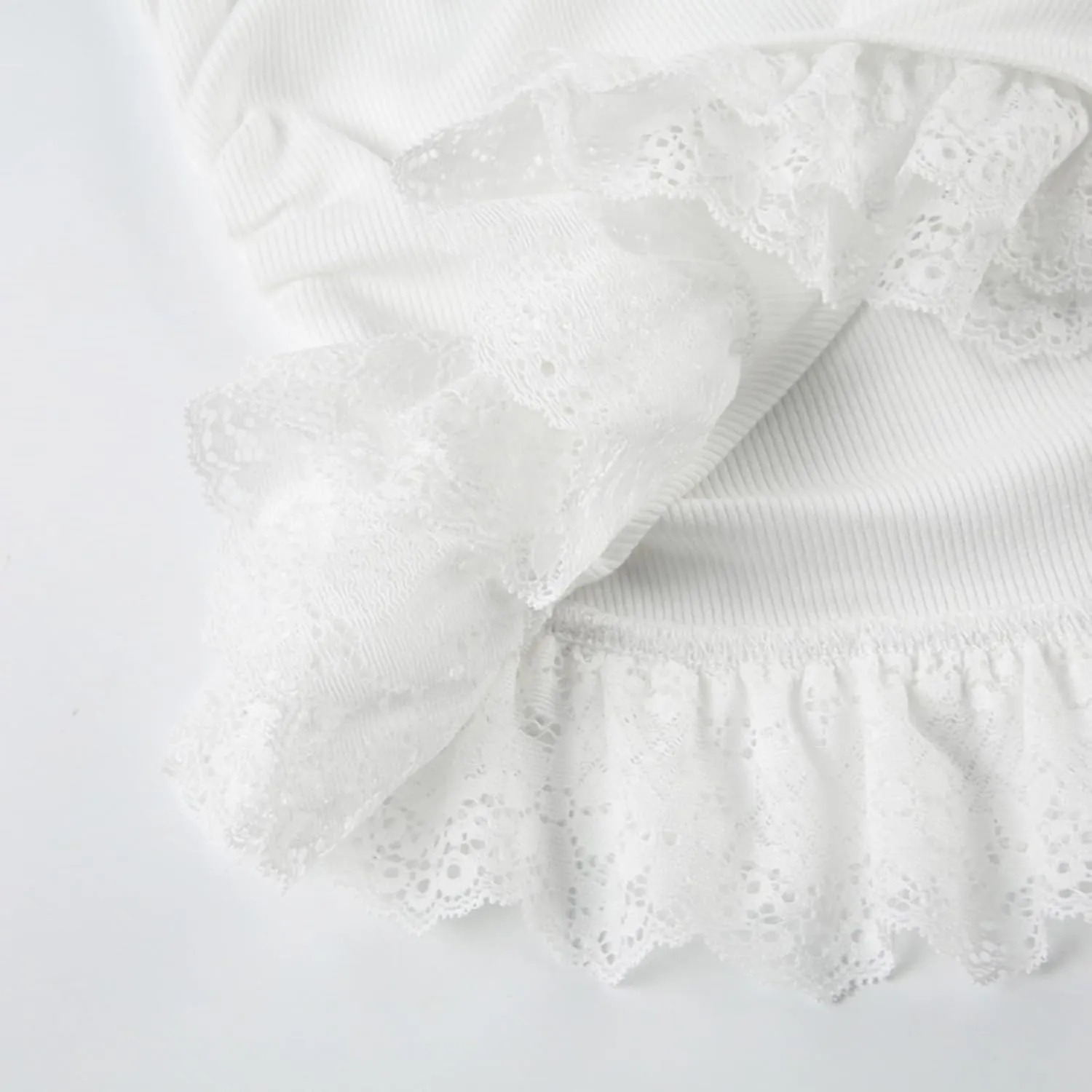 Lace Trim Summer Tops for Women Short Sleeve Slim Fit Scoop Neck with Ruched Sides Neck Tie Cutecore Kawaii Chic