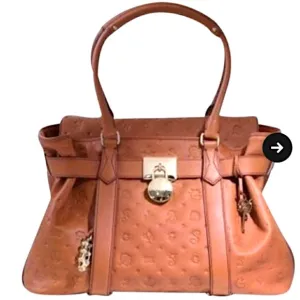 LANCEL PARIS DALIGRAMME CAMEL LEATHER TOTE BAG