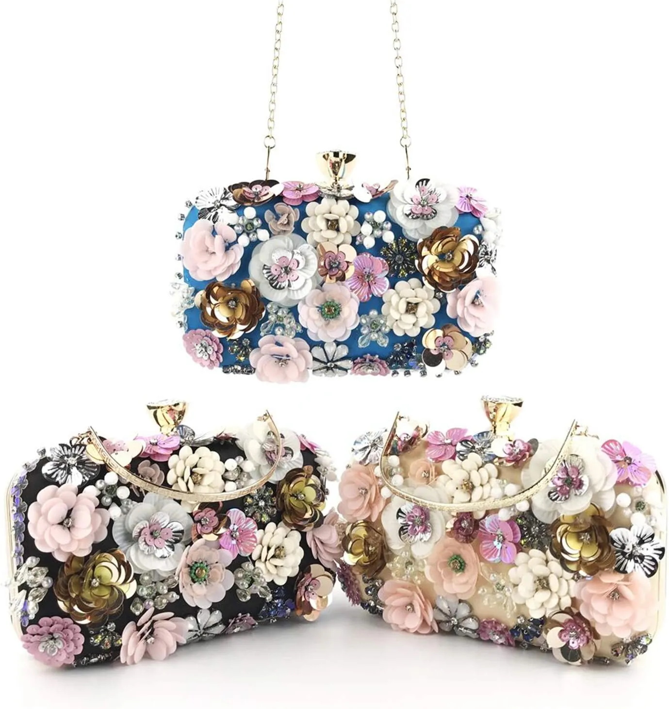Lanpet Women Clutches Flower Evening Handbag Chain Strap Shoulder Bag