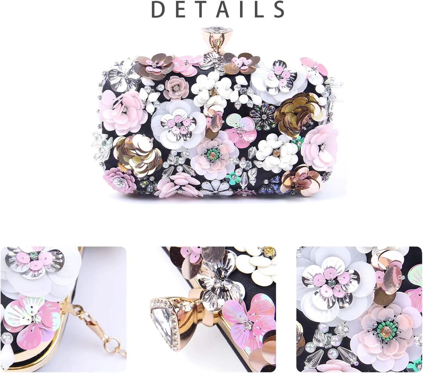 Lanpet Women Clutches Flower Evening Handbag Chain Strap Shoulder Bag
