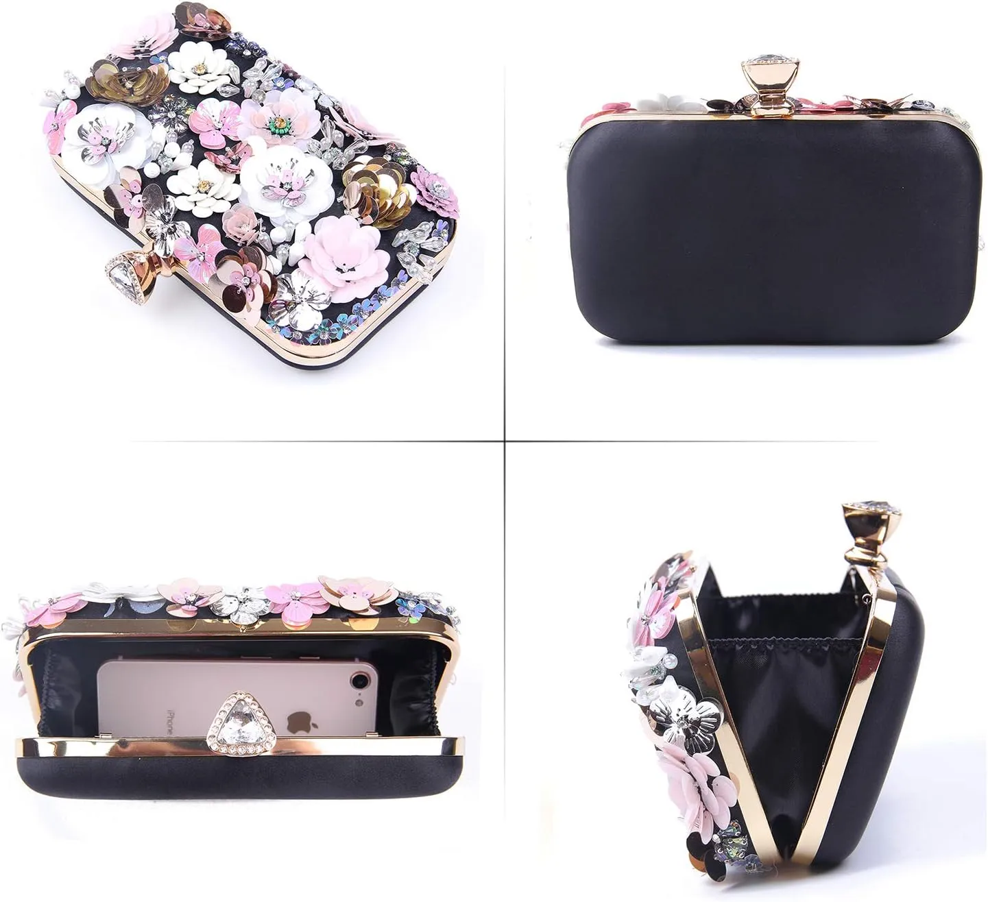 Lanpet Women Clutches Flower Evening Handbag Chain Strap Shoulder Bag