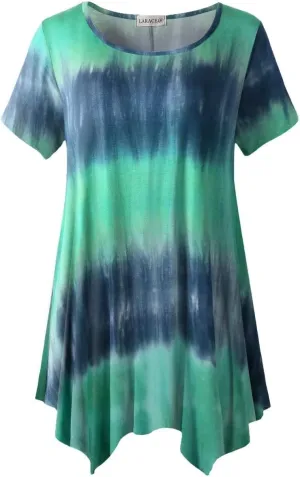 LARACE Short Sleeve Shirts for Womens Plus Size Tops Casual Summer Clothes Asymmetrical Tunic Blouses