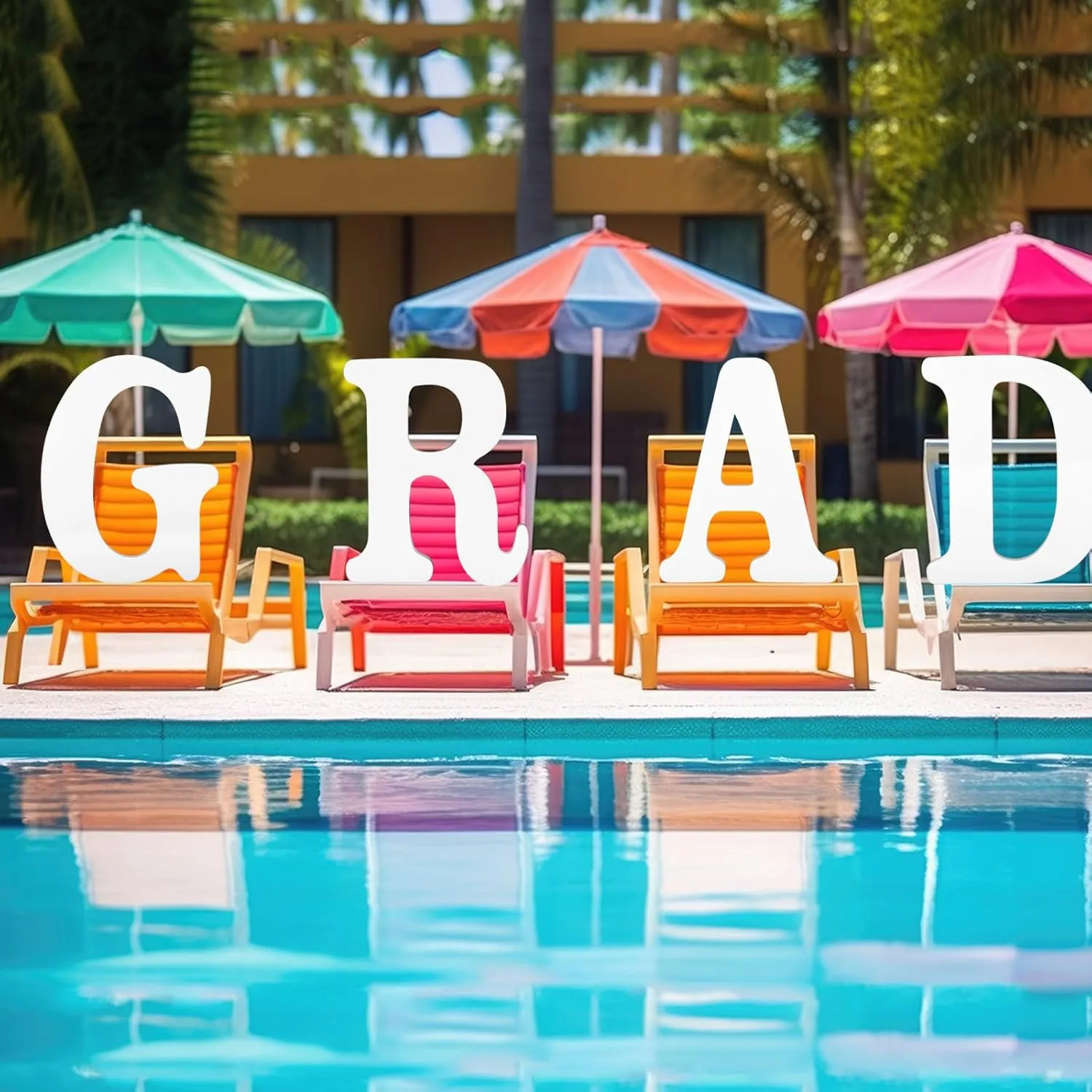 Large Grad Prom 2025 Floating Letters 20 x 15 Inch Pool EVA Foam Letters 2025 Graduation Pool Party Decorations Congrats Grad Party Decor