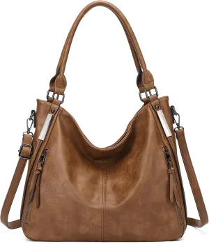 Large Purses for Women Shoulder Handbags Hobo Bags for Women (Brown-3)