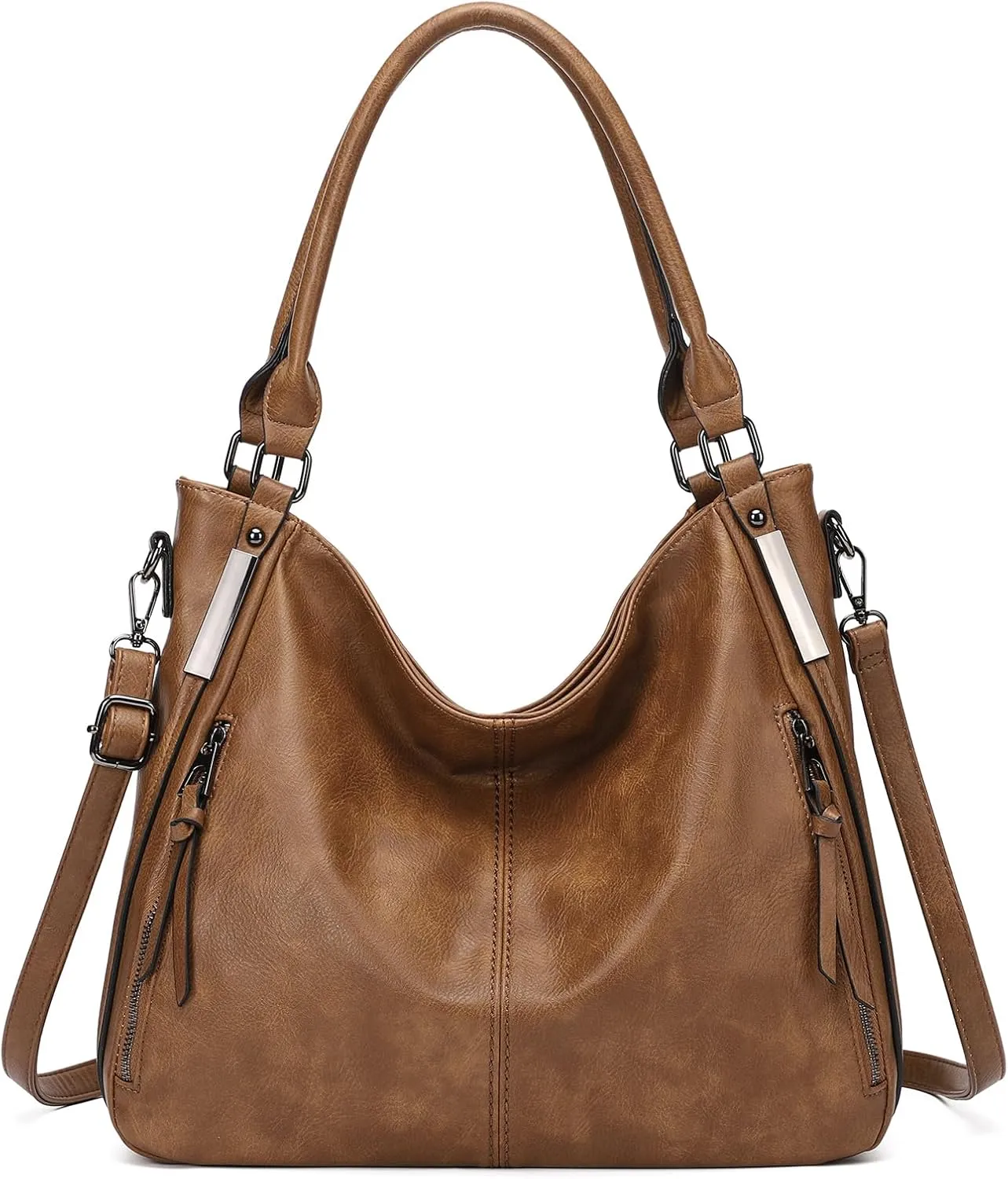Large Purses for Women Shoulder Handbags Hobo Bags for Women (Brown-3)