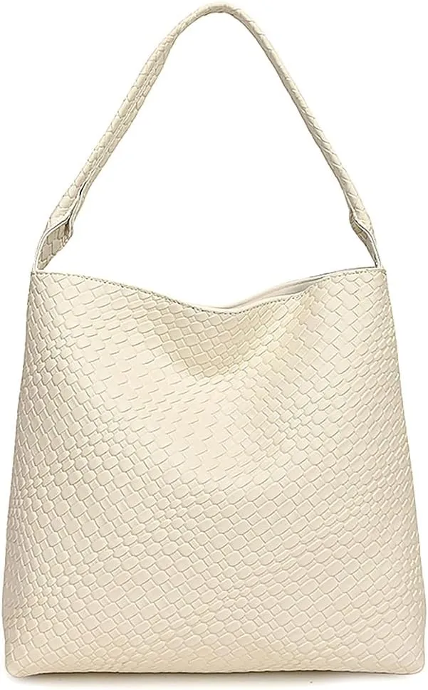 Large Woven Tote Bag for Women Top-handle Shoulder Bag Hobo Bags Soft Vegan Trendy Handbag Purse Lightweight Underarm