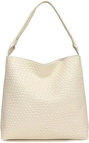 Large Woven Tote Bag for Women Top-handle Shoulder Bag Hobo Bags Soft Vegan Trendy Handbag Purse Lightweight Underarm