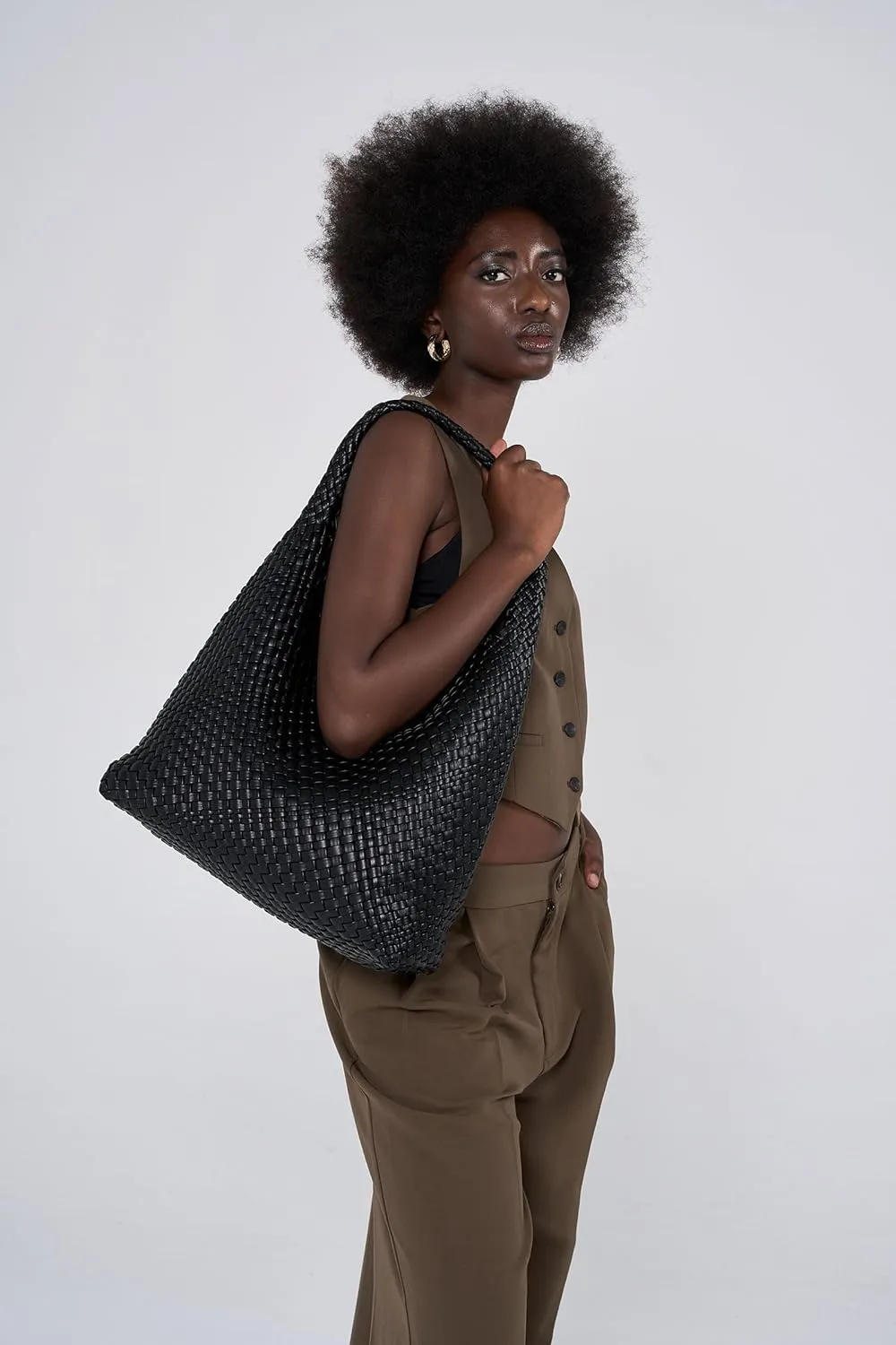 Large Woven Tote Bag for Women Weave Purse Woven Leather Handbag