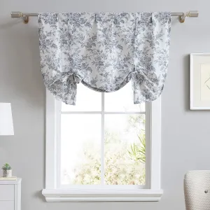 Laura Ashley - Valance, Cotton Tie Up Window Treatment, Chic Home Decor (Annalise Floral, 25" x 50")