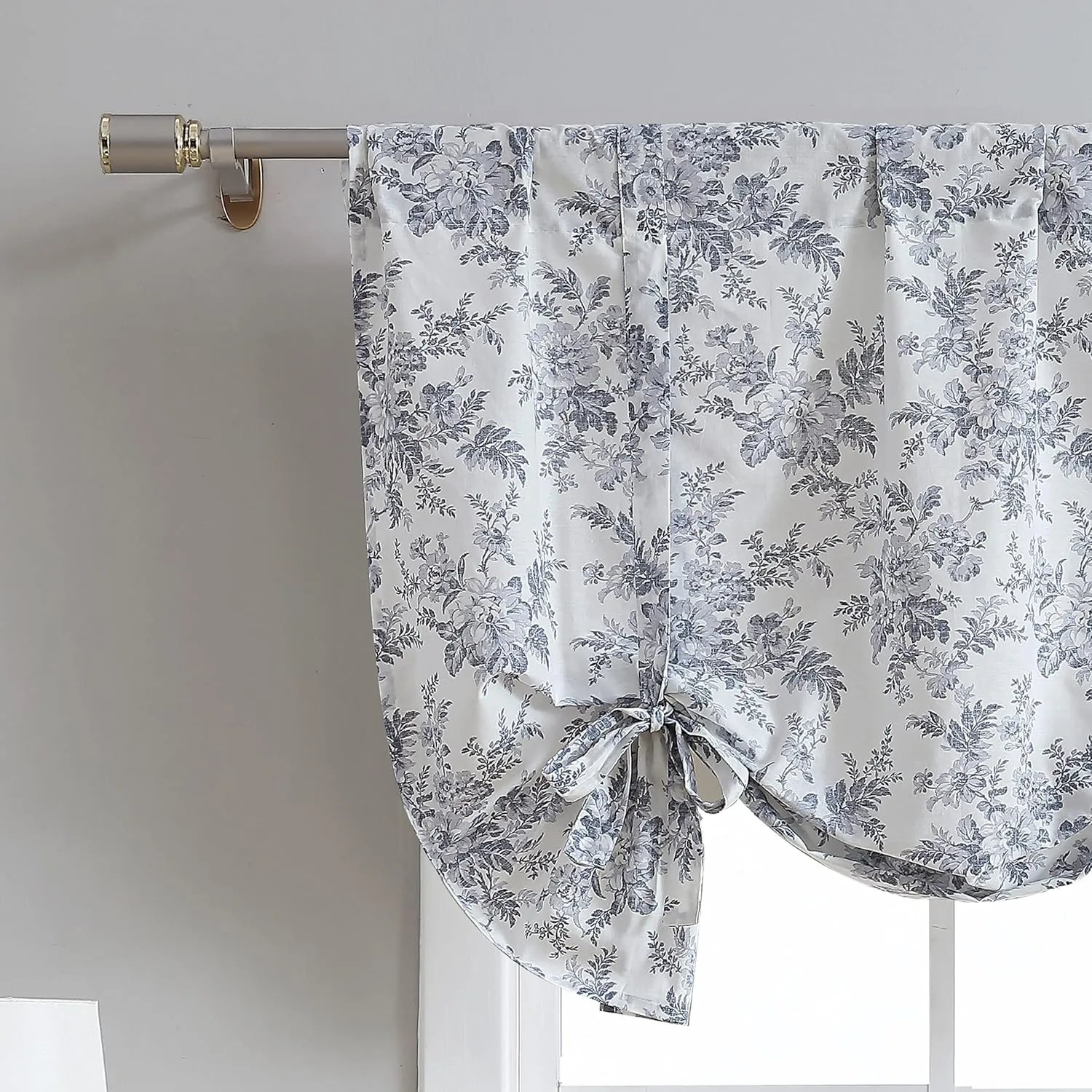 Laura Ashley - Valance, Cotton Tie Up Window Treatment, Chic Home Decor (Annalise Floral, 25" x 50")