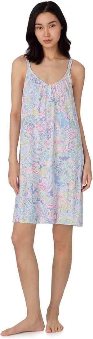 Lauren Ralph Lauren Women's Double Strap Button V-Neck Gown