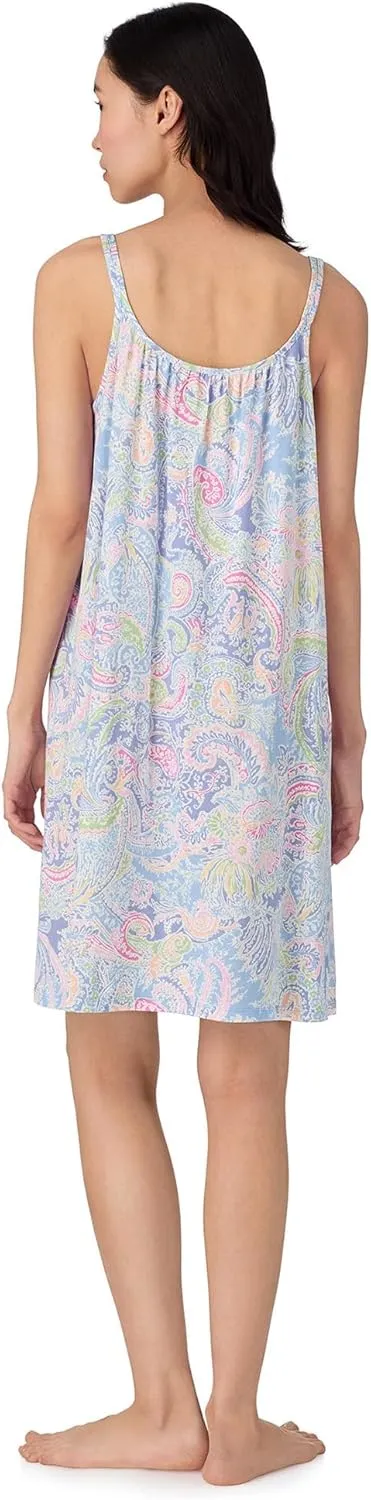 Lauren Ralph Lauren Women's Double Strap Button V-Neck Gown