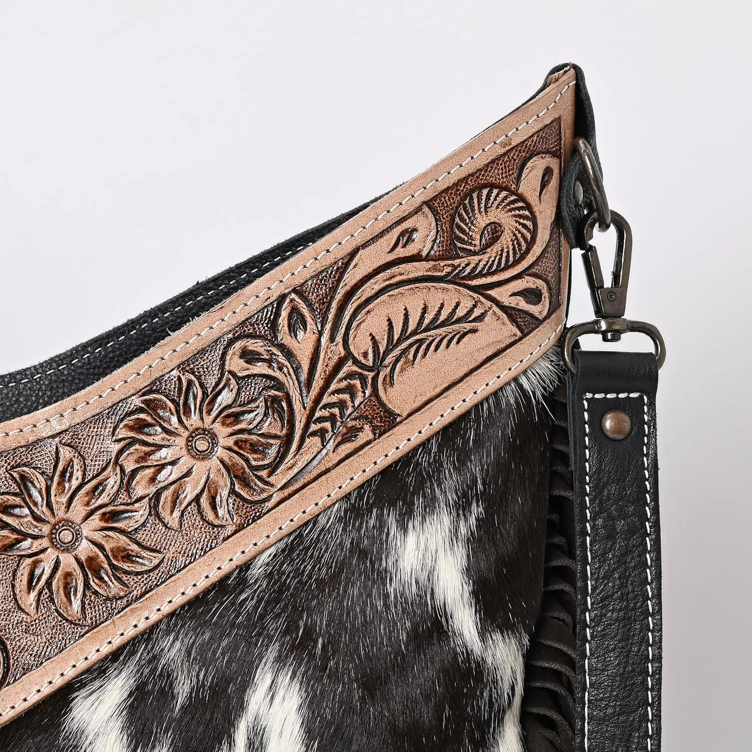 Leather Cross Body Bag Purse for Woman Sling Bag Cowhide Handmade Western Shoulder Bags With Adjustable Strap 12x14 in