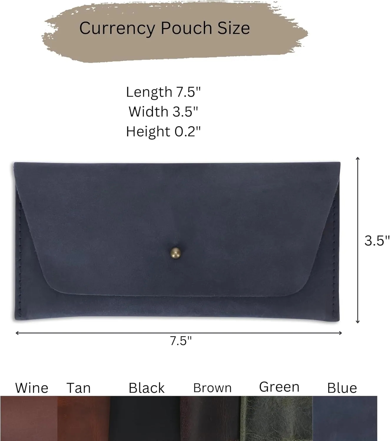 Leather Currency Pouch Large Flap Continental Wallet, Utility Organizer Bag for Cash Coins Travel Leather Money Pouch Currency Envelope Storage Bag and Cash Organizer for Men Women (Black)