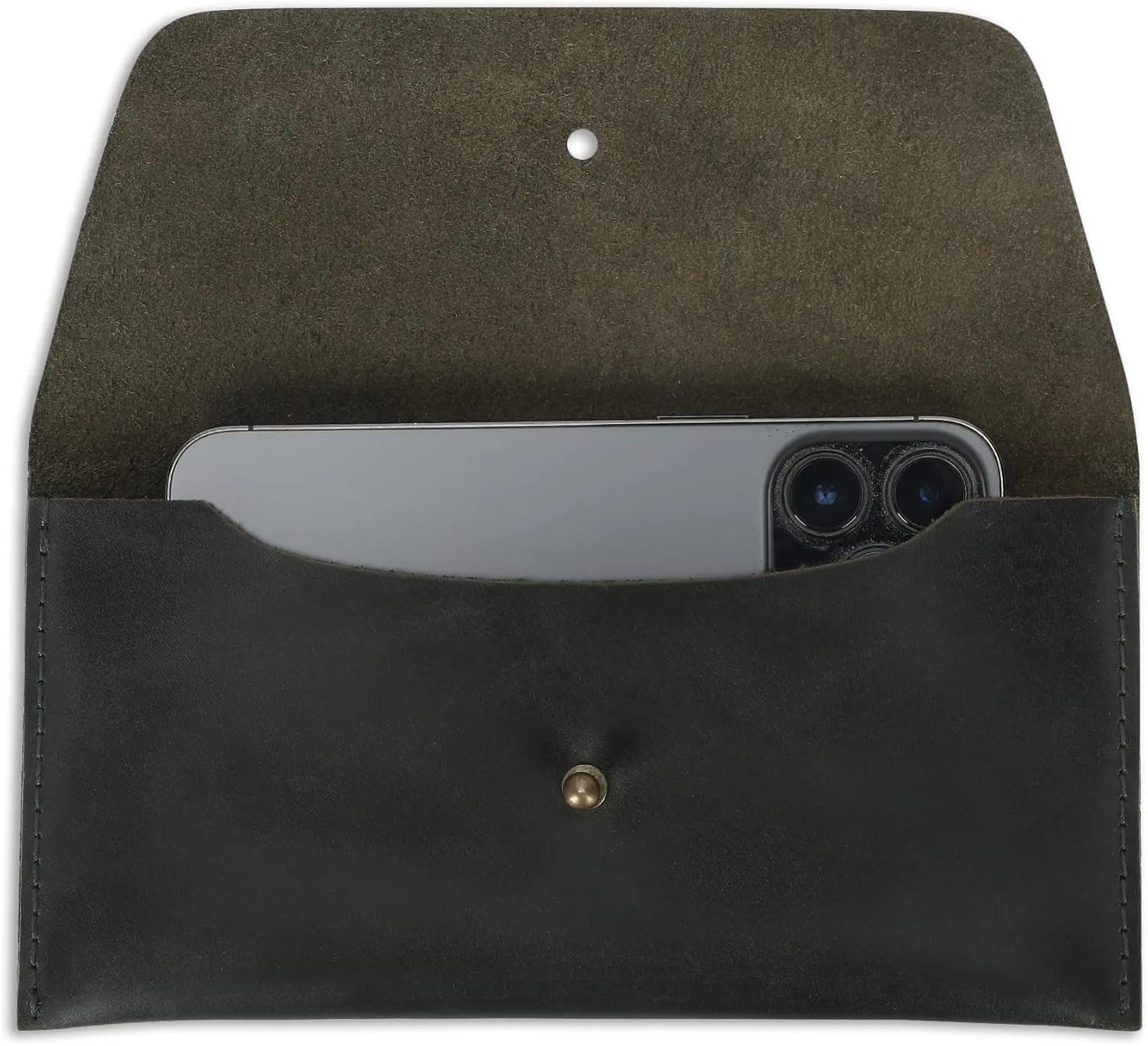 Leather Currency Pouch Large Flap Continental Wallet, Utility Organizer Bag for Cash Coins Travel Leather Money Pouch Currency Envelope Storage Bag and Cash Organizer for Men Women (Black)