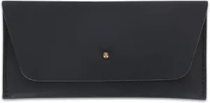 Leather Currency Pouch Large Flap Continental Wallet, Utility Organizer Bag for Cash Coins Travel Leather Money Pouch Currency Envelope Storage Bag and Cash Organizer for Men Women (Black)