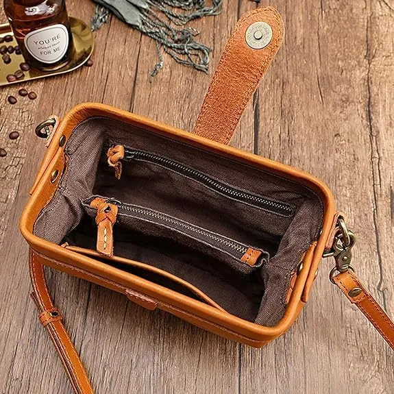 Leather Retro Handmade Bag, Ladies Vintage Leather Purse Shoulder Purses Messenger Bag
