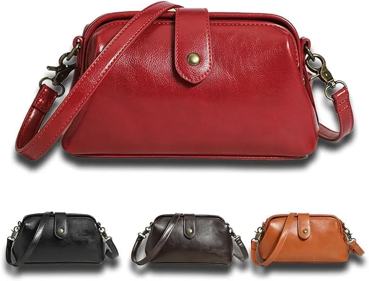 Leather Retro Handmade Bag, Ladies Vintage Leather Purse Shoulder Purses Messenger Bag