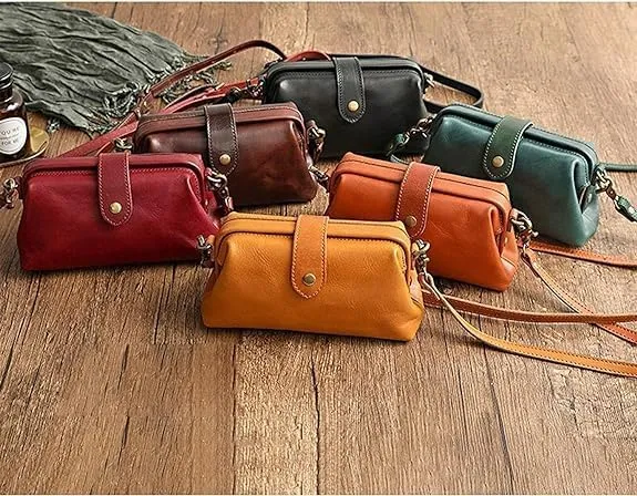 Leather Retro Handmade Bag, Ladies Vintage Leather Purse Shoulder Purses Messenger Bag