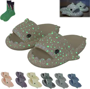 LELEBEAR Galaxy Shark Slides,Angler Fish Slides,Cloud Shark Slides Glow in the Dark Thick Sole Non-slip Open Toe Shark Slippers