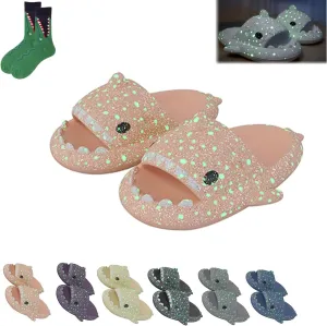 LELEBEAR Galaxy Shark Slides,Angler Fish Slides,Cloud Shark Slides Glow in the Dark Thick Sole Non-slip Open Toe Shark Slippers
