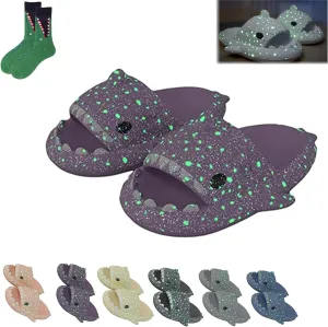 LELEBEAR Galaxy Shark Slides,Angler Fish Slides,Cloud Shark Slides Glow in the Dark Thick Sole Non-slip Open Toe Shark Slippers