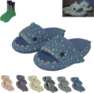 LELEBEAR Galaxy Shark Slides,Angler Fish Slides,Cloud Shark Slides Glow in the Dark Thick Sole Non-slip Open Toe Shark Slippers