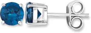 LeVian Smoky Quartz or Blue Topaz Round Stud Earrings for Women - 925 Sterling Silver Studs for Her - June or December Birthstone - Push Back - 2 Carat Unisex Elegant and Timeless Gemstone Earrings