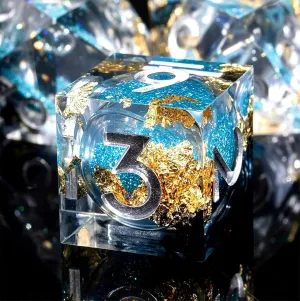 Liquid Core Quicksand Resin DND Dice, Sharp Edge Dungeons and Dragons Polyhedron Game Dice Set for Role Playing Games RPG Explorer Magic, Holiday Birthday Gifts Party Favors