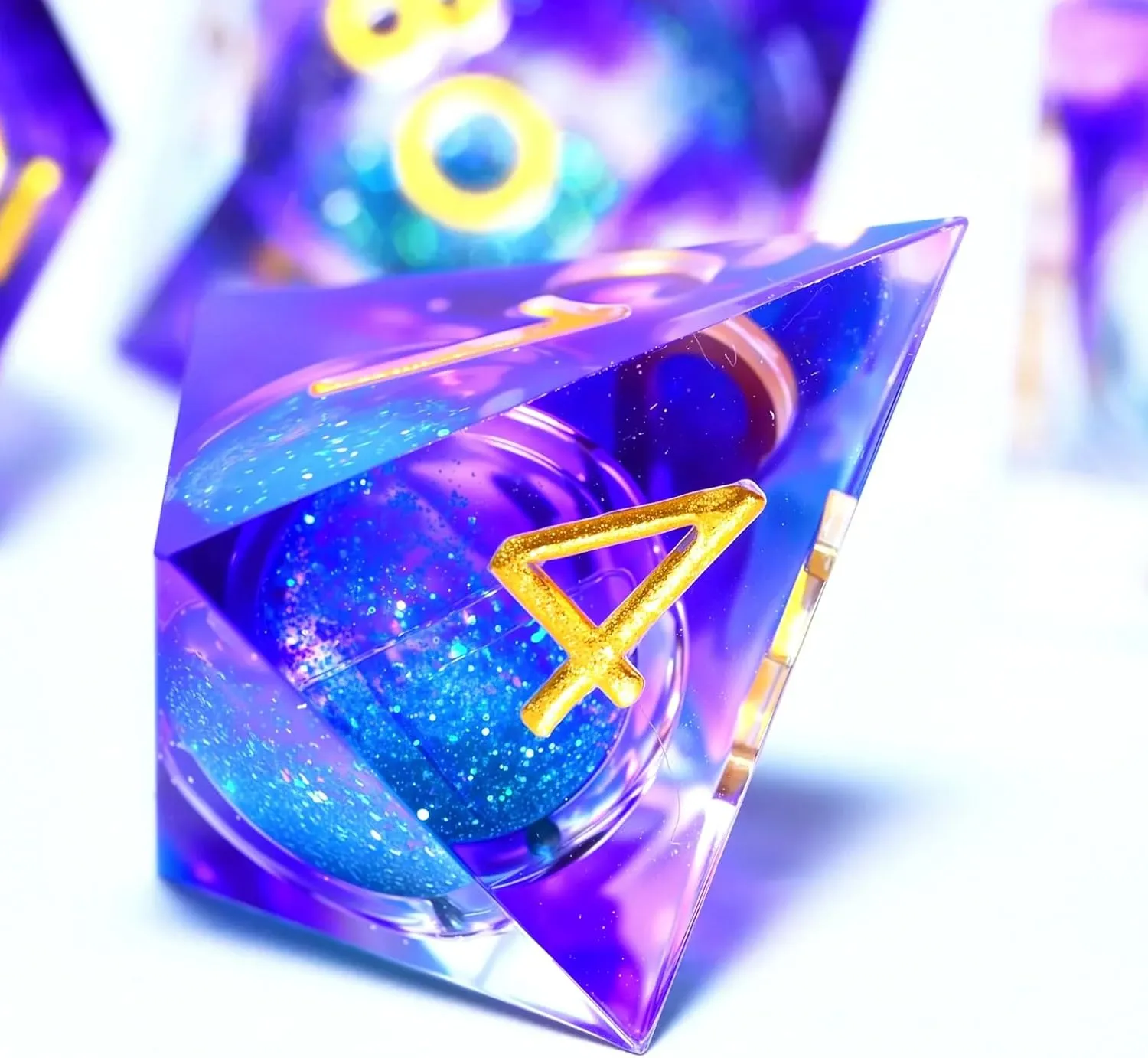 Liquid Core Quicksand Resin DND Dice, Sharp Edge Dungeons and Dragons Polyhedron Game Dice Set for Role Playing Games RPG Explorer Magic, Holiday Birthday Gifts Party Favors