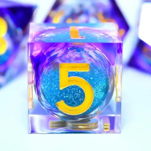 Liquid Core Quicksand Resin DND Dice, Sharp Edge Dungeons and Dragons Polyhedron Game Dice Set for Role Playing Games RPG Explorer Magic, Holiday Birthday Gifts Party Favors