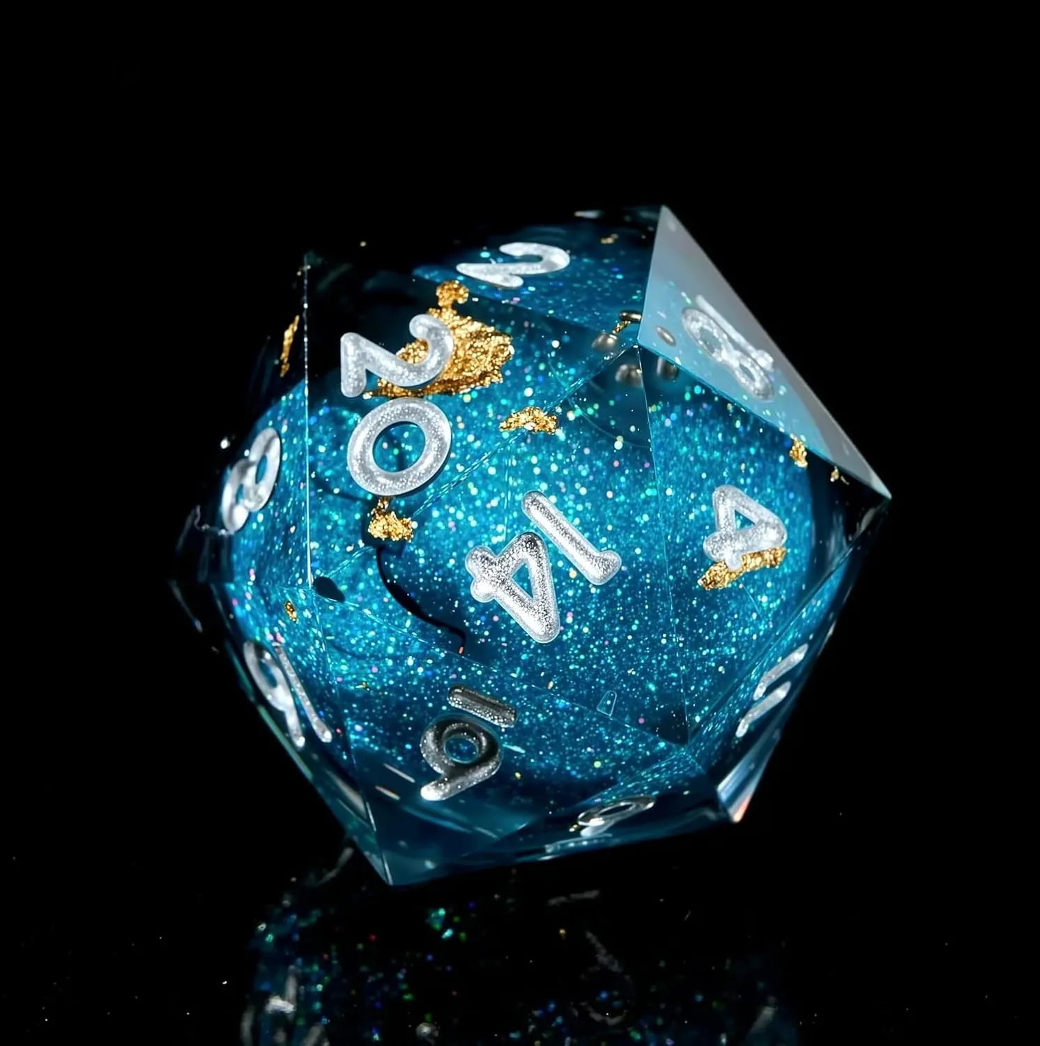 Liquid Core Quicksand Resin DND Dice, Sharp Edge Dungeons and Dragons Polyhedron Game Dice Set for Role Playing Games RPG Explorer Magic, Holiday Birthday Gifts Party Favors