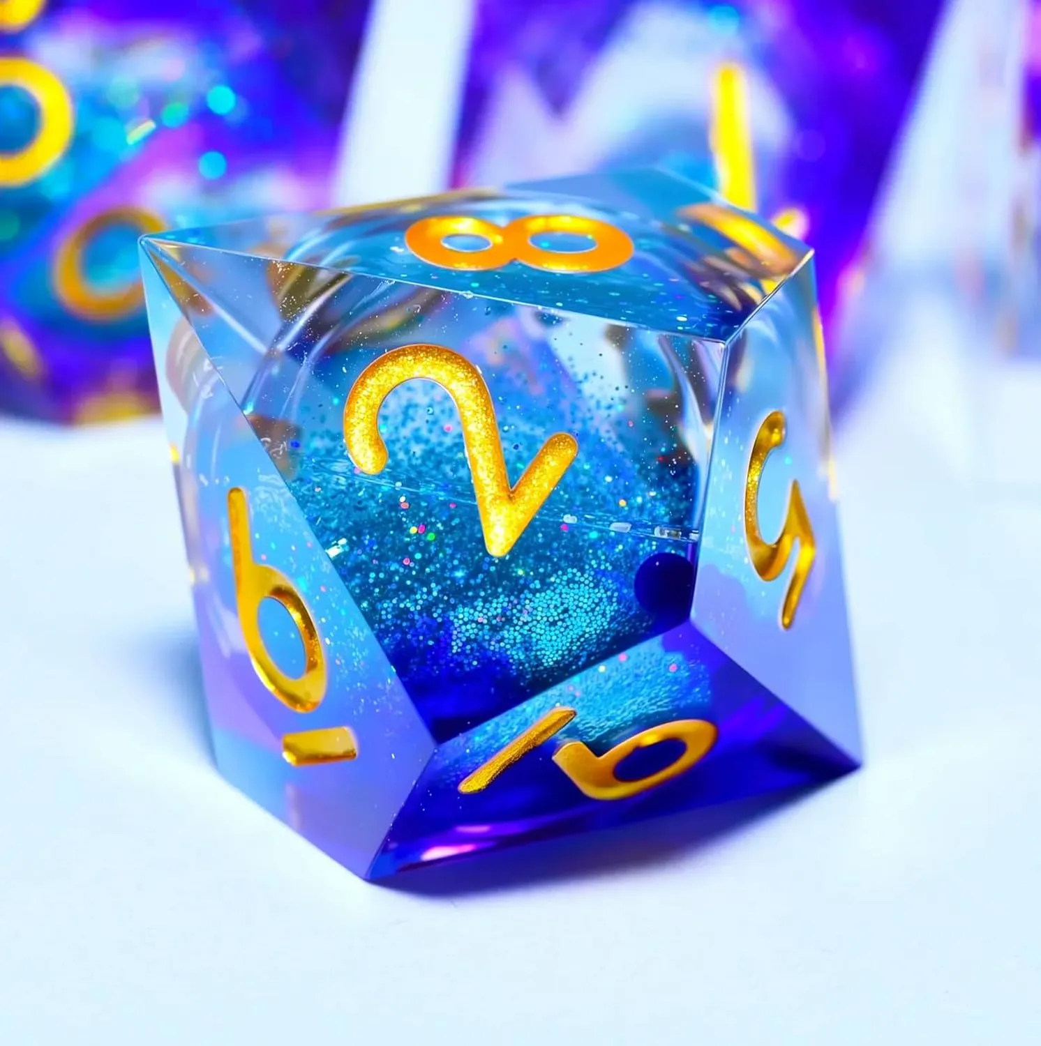 Liquid Core Quicksand Resin DND Dice, Sharp Edge Dungeons and Dragons Polyhedron Game Dice Set for Role Playing Games RPG Explorer Magic, Holiday Birthday Gifts Party Favors